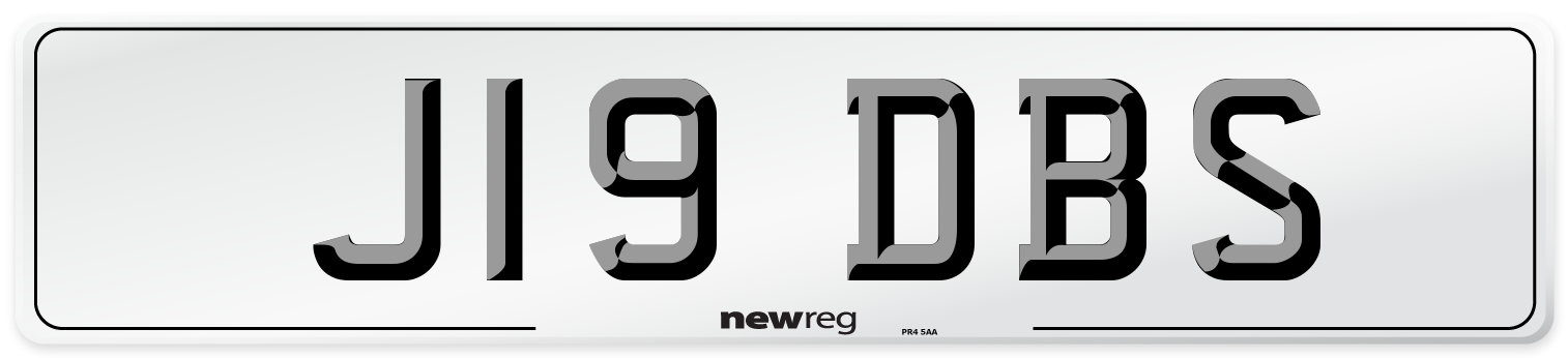 J19 DBS Number Plate from New Reg